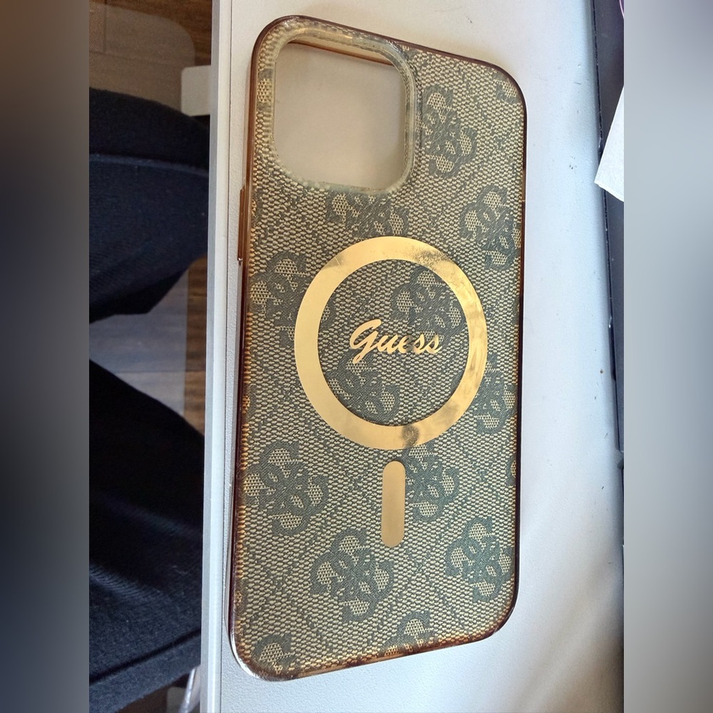 Iphone 13 pro mac case for Guess Gold and Black Floral Phone Case